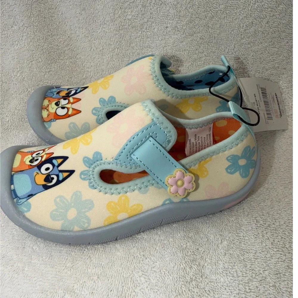 Bluey Bingo Water Shoes Floral Mary Jane Slip On Size 10 GroundUp NWT